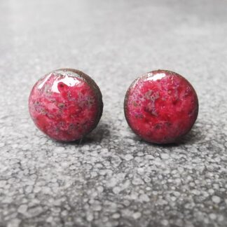 Kolczyki ceramiczne wkrętki mini ciemny róż