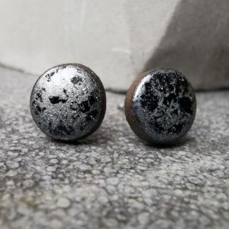 Kolczyki ceramiczne wkrętki mini srebrzysty granat