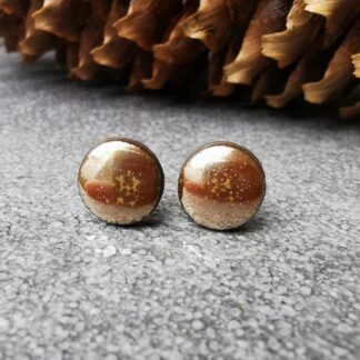 Kolczyki ceramiczne wkrętki mini cynamonowe