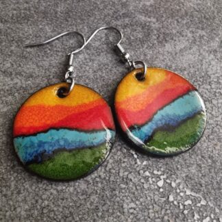 Kolczyki ceramiczne koła kolorowe plamy