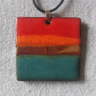 Naszyjnik ceramiczny duży kwadrat zachód słońca