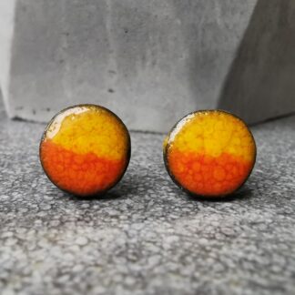 Kolczyki ceramiczne wkrętki żółto-pomarańczowe
