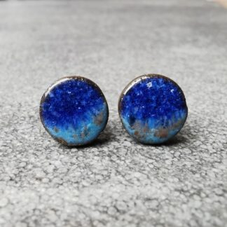 Kolczyki ceramiczne wkrętki błękitno-niebieskie