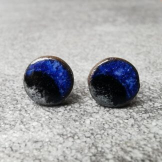 Kolczyki ceramiczne wkrętki granatowo-niebieskie