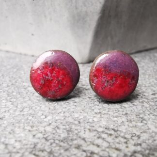 Kolczyki ceramiczne wkrętki fiolet-ciemny róż