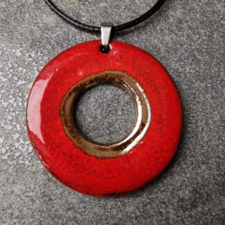 Naszyjnik ceramiczny donut czerwony