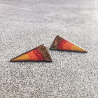 Kolczyki ceramiczne wkrętki trójkąty słoneczne