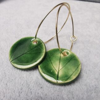 Kolczyki ceramiczne z kołem listki okrągłe