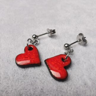 Kolczyki ceramiczne serca czerwone