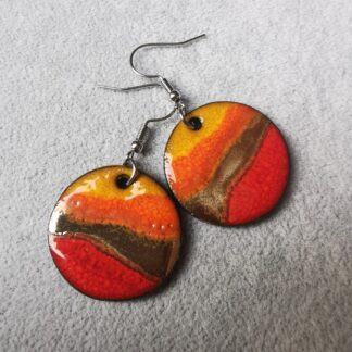 Kolczyki ceramiczne koła słoneczny krajobraz