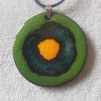 Naszyjnik ceramiczny zielono-turkusowo-żółty